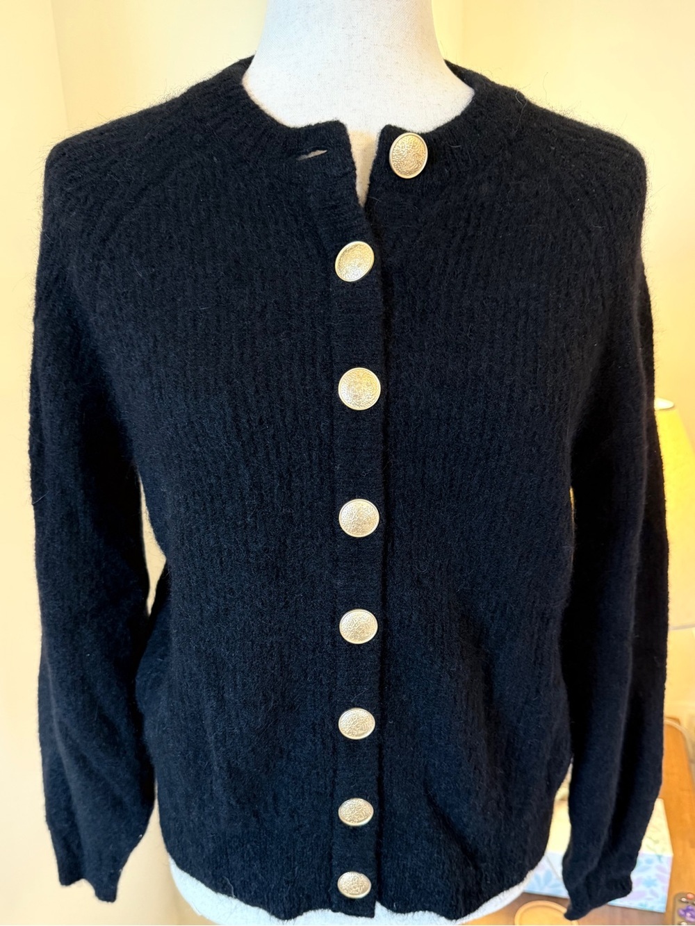 NWT SÉZANE SZ XXS Othello Black Cardigan with Gold Buttons - COZY 🇫🇷! - Picture 5 of 10